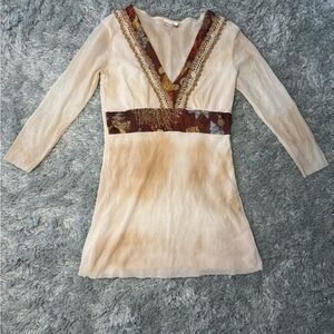 Y2K Vintage Mesh Nylon Beach Boho V-neck Shirt